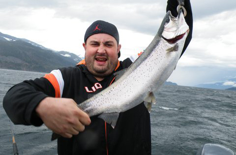 Even Lions . . . B.C. Lions, catch fish on Kootenay Lake