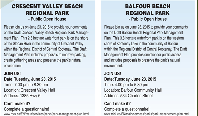 RDCK looks for public input regarding regional parks