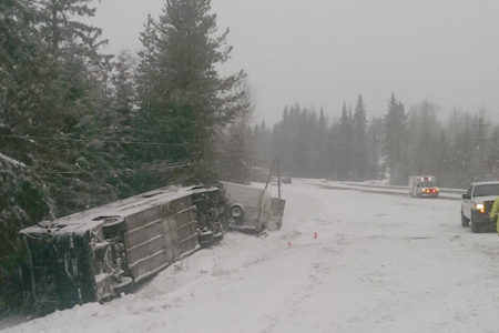 Nine hurt in passenger bus accident near Prince George