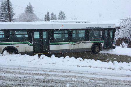 No one injured in bus crash