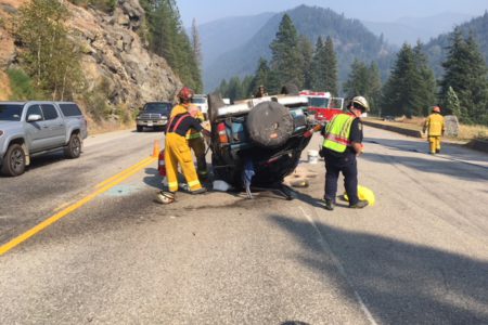 Single vehicle roll-over sends one to hospital