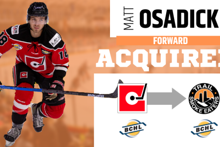 Smoke Eaters Acquire Forward Matt Osadcik from the Merritt Centennials