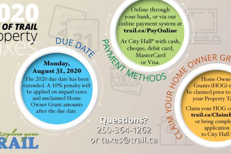 Reminder: Property Tax Payments due Monday, August, 31, 2020
