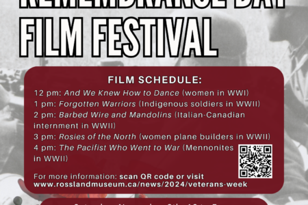 Upcoming Museum Events, including Remembrrance Day Film Fest